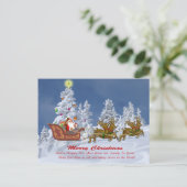 サンタと彼のトナカイのクリスマスカード シーズンポストカード (スタンド正面)