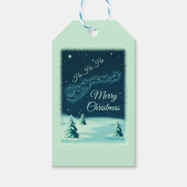 サンタと彼のトナカイのクリスマスナイトスカイ ギフトタグ