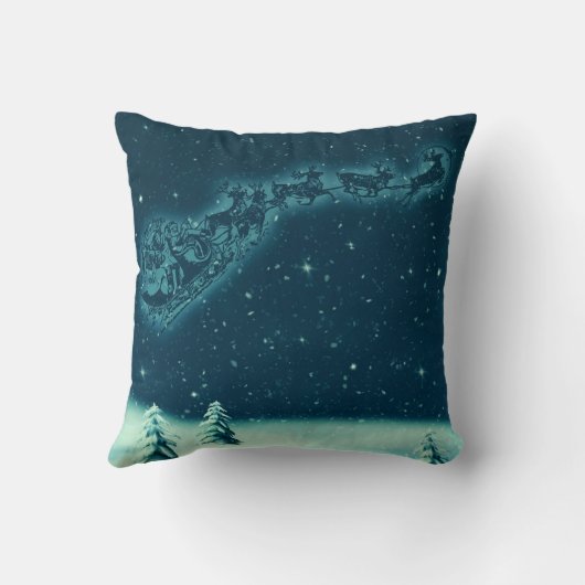 サンタと彼のトナカイのクリスマスナイトスカイ クッション (裏面)