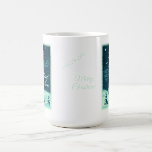 サンタと彼のトナカイのクリスマスナイトスカイ コーヒーマグカップ (中央)