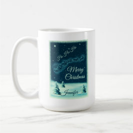 サンタと彼のトナカイのクリスマスナイトスカイ コーヒーマグカップ