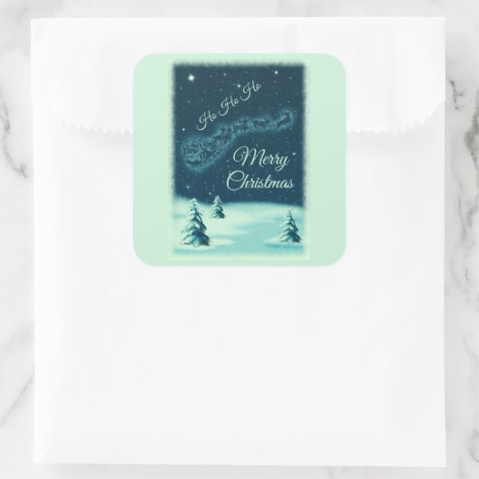 サンタと彼のトナカイのクリスマスナイトスカイ スクエアシール (バッグ)