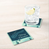 サンタと彼のトナカイのクリスマスナイトスカイ スクエアペーパーコースター (インサイチュ)