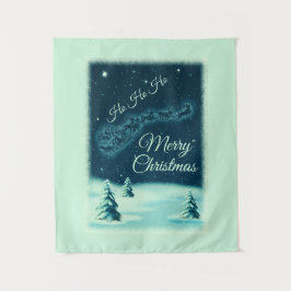 サンタと彼のトナカイのクリスマスナイトスカイ タペストリー