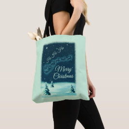 サンタと彼のトナカイのクリスマスナイトスカイ トートバッグ