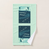 サンタと彼のトナカイのクリスマスナイトスカイ バスタオルセット (ハンドタオル)