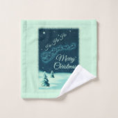 サンタと彼のトナカイのクリスマスナイトスカイ バスタオルセット (ウォッシュタオル)