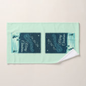 サンタと彼のトナカイのクリスマスナイトスカイ バスタオルセット (ハンドタオル)