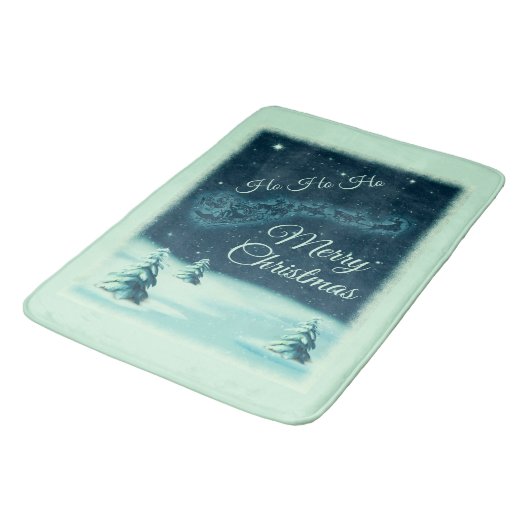 サンタと彼のトナカイのクリスマスナイトスカイ バスマット (アングル)