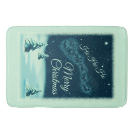 サンタと彼のトナカイのクリスマスナイトスカイ バスマット