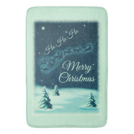 サンタと彼のトナカイのクリスマスナイトスカイ バスマット