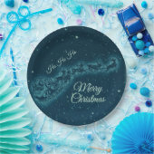 サンタと彼のトナカイのクリスマスナイトスカイ ペーパープレート (パーティー)