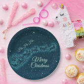 サンタと彼のトナカイのクリスマスナイトスカイ ペーパープレート (パーティー)