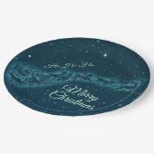 サンタと彼のトナカイのクリスマスナイトスカイ ペーパープレート (アングル)