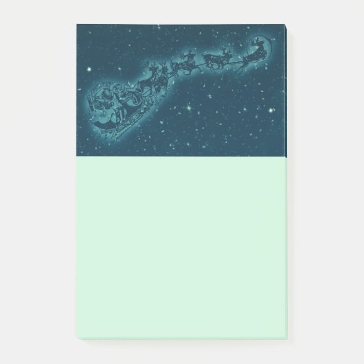 サンタと彼のトナカイのクリスマスナイトスカイ ポストイット (正面)