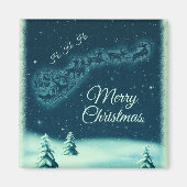 サンタと彼のトナカイのクリスマスナイトスカイ マグネット (正面)