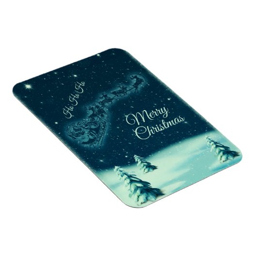 サンタと彼のトナカイのクリスマスナイトスカイ マグネット (右側)
