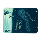 サンタと彼のトナカイのクリスマスナイトスカイ マグネット (横)