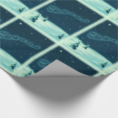 サンタと彼のトナカイのクリスマスナイトスカイ ラッピングペーパー (角)