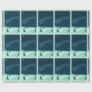 サンタと彼のトナカイのクリスマスナイトスカイ ラッピングペーパー