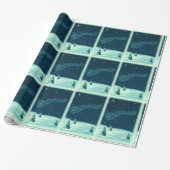 サンタと彼のトナカイのクリスマスナイトスカイ ラッピングペーパー (アンロールド)