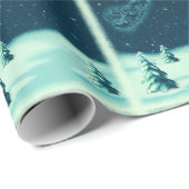 サンタと彼のトナカイのクリスマスナイトスカイ ラッピングペーパー (ロールコーナー)