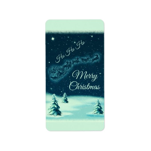 サンタと彼のトナカイのクリスマスナイトスカイ ラベル (正面)