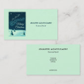 サンタと彼のトナカイのクリスマスナイトスカイ 名刺 (正面/裏面)