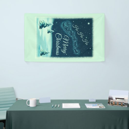 サンタと彼のトナカイのクリスマスナイトスカイ 横断幕 (トレードショー)