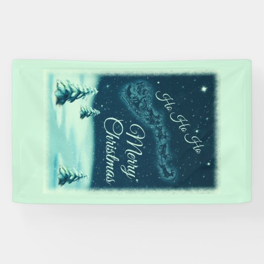 サンタと彼のトナカイのクリスマスナイトスカイ 横断幕 (横)