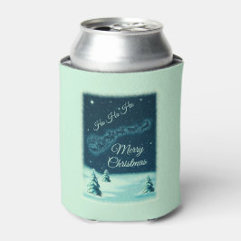 サンタと彼のトナカイのクリスマスナイトスカイ 缶クーラー