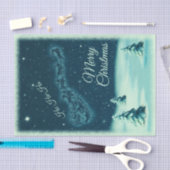 サンタと彼のトナカイのクリスマスナイトスカイ 薄葉紙 (クラフト)