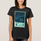 サンタと彼のトナカイのクリスマスナイトスカイ Tシャツ (正面)