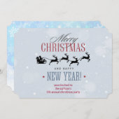 サンタと彼のトナカイのシルエットクリスマスパーティー 招待状 (正面/裏面)