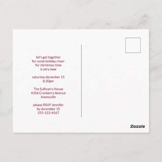 サンタと彼のトナカイ飛んでいるのクリスマスパーティー ポストカード (裏面)