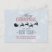 サンタと彼のトナカイ飛んでいるのクリスマスパーティー ポストカード (正面)