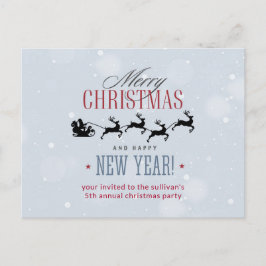 サンタと彼のトナカイ飛んでいるのクリスマスパーティー ポストカード