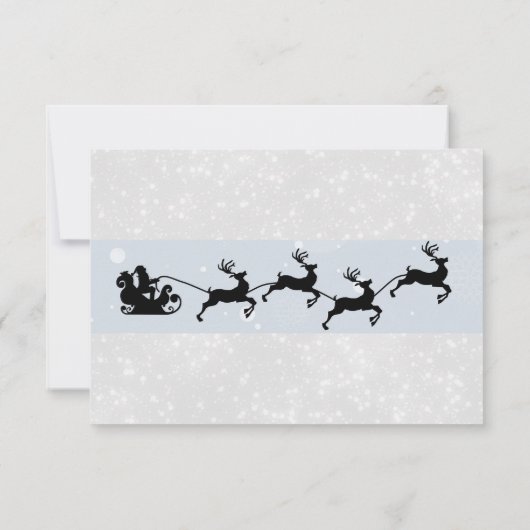 サンタと彼のトナカイ飛んでいるのクリスマスRSVP 招待状 (裏面)