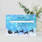 サンタと彼のトナカイ飛んでいるのクリスマスRSVP 招待状 (スタンド正面)