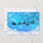 サンタと彼のトナカイ飛んでいるのクリスマスRSVP 招待状 (裏面)