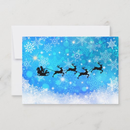 サンタと彼のトナカイ飛んでいるのクリスマスRSVP 招待状 (裏面)