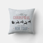 サンタと彼のトナカイ飛んでいるシルエットクリスマス クッション (裏面)