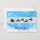 サンタと彼のトナカイ飛んでいるシルエットクリスマス サンキューカード (正面)