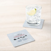 サンタと彼のトナカイ飛んでいるシルエットクリスマス スクエアペーパーコースター (インサイチュ)