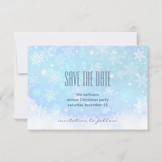 サンタと彼のトナカイ飛んでいるシルエットクリスマス セーブザデート (裏面)