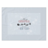 サンタと彼のトナカイ飛んでいるシルエットクリスマス テーブルクロス (正面(横))