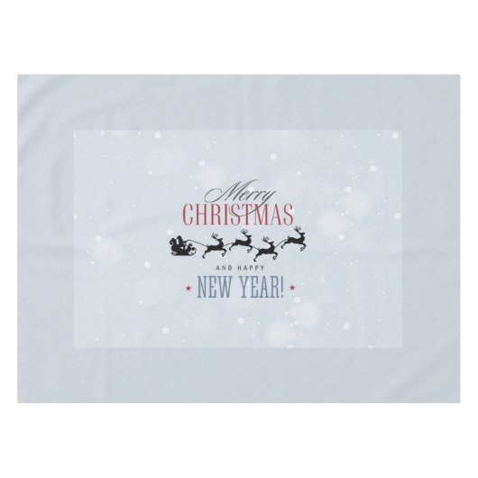 サンタと彼のトナカイ飛んでいるシルエットクリスマス テーブルクロス (正面(横))