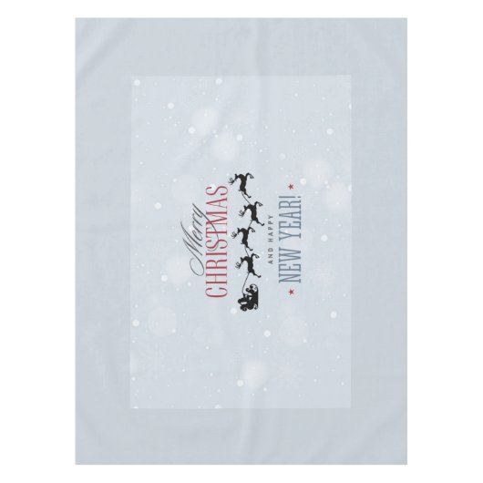 サンタと彼のトナカイ飛んでいるシルエットクリスマス テーブルクロス (正面)