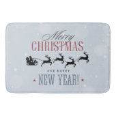 サンタと彼のトナカイ飛んでいるシルエットクリスマス バスマット (正面)