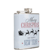 サンタと彼のトナカイ飛んでいるシルエットクリスマス フラスク (右)